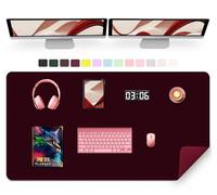 METEOROCK 120 x 60 CM PU Leather Desk Mat - Non-Slip, Waterproof, Extra Large Mouse Pad, Computer Mat for Keyboard Mouse, Desk Blotter Mat for Work (Burgundy)