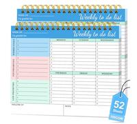 Meteorock 2 Pack Weekly To Do List - Undated Weekly Desk Planner with To Do List Notebook for Work, 52 Pages Spiral Bound Notepad, 8.5"x11"