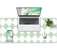 METEOROCK Non Slip Desk Mat, Green Checkered Desk Mat, Waterproof PU Leather Desk Pad, Easy Clean Laptop Mat for Desks, Table Protector Large Mouse Pad for Gaming, Office, Home (90 x 40 CM, Green)
