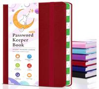 METEOROCK Password Book, Password Notebook with Alphabetical Tabs, 11.5 x 15.5 cm Small Password Book, Password Keeper Book for Saving Internet Login, Hardcover Password Book for Seniors - Red
