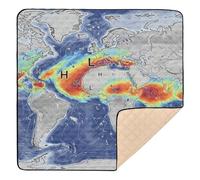 Meteorological Map Style World Map Wallpaper Soft Padded Baby Play Mat for Indoor Outdoor Portable Padded Play Mat for Baby Kids Toddlers Infants, 50'' x 50''