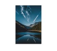 Meteors in The Night Sky Wall Art, 16x24inch(40x60cm) Vertical Canvas Wall Art Prints, Modern Home Hanging Decor for Living Room, Bedroom, Office, Framed/Unframed, Unframe-style