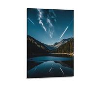 Meteors in The Night Sky Wall Art, 16x24inch(40x60cm) Vertical Canvas Wall Art Prints, Modern Home Hanging Decor for Living Room, Bedroom, Office, Framed/Unframed, Frame-style