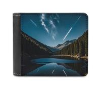 Meteors in The Night Sky Wallet for Men, Capacity Bifold Passcase with Card Slots for Travel, Slim Money Clip with Coin Purse, Leather RFID Blocking Wallets with ID Windows for Gift