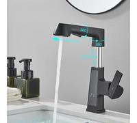 Meter Shaker for Men and Women Digital Dispaly Screen Basin Pull Out Stream/Shower Sprayer Head Taps Hot/Cold Water Deck Mounted Height Adjust Mixers,Kitchen tap