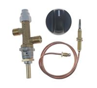 METER STAR Propane LPG Gas Fire Valve, Safety Valve, Flame Failure Protection, Spigot, Gas Heater Valve with Thermocouple and Button, Inlet and Outlet Both 1/4" Left Thread