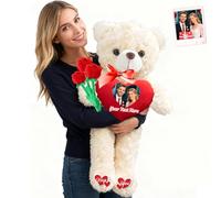 MeterBear Custom Big Teddy Bear with Heart 2 Ft to 3.3 Ft, Personalised Giant Teddy Bear Valentines Day 24 inch to 40 inch as Personalised Gifts Huge Bears Stuffed Animal for Birthday Christmas