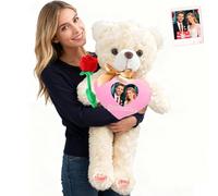 MeterBear Custom Big Teddy Bear with Heart 2 Ft to 3.3 Ft, Personalised Giant Teddy Bear Valentines Day 24 inch to 40 inch as Personalised Gifts Huge Bears Stuffed Animal for Birthday Christmas