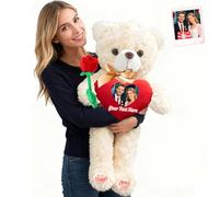MeterBear Custom Big Teddy Bear with Heart 2 Ft to 3.3 Ft, Personalised Giant Teddy Bear Valentines Day 24 inch to 40 inch as Personalised Gifts Huge Bears Stuffed Animal for Birthday Christmas