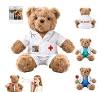 MeterBear Custom Embroidered Doctor Teddy Bear with Voice Recorder and Text