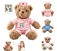MeterBear Custom Embroidered Nurse Teddy Bear with Voice Recording