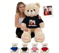 MeterBear Custom Giant Teddy Bear 2 Ft 24 inch to 3.3 Ft 40 inch, Personalised Big Teddy Bear Stuffed Animal Plush with Text Photo as Personalised Gifts for Her Him on Birthday Valentines Christmas