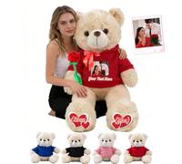 MeterBear Custom Giant Teddy Bear 2 Ft 24 inch to 3.3 Ft 40 inch, Personalised Big Teddy Bear Stuffed Animal Plush with Text Photo as Personalised Gifts for Her Him on Birthday Valentines Christmas