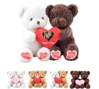 MeterBear Custom Teddy Bear Valentines with Text Photo Men Valentine's Gifts for Women, Personalised I Love You Hug Bear with Heart as Personalised Valentine's Day Gifts for Him Her 2Pcs, 14inch