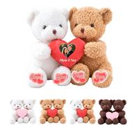 MeterBear Custom Teddy Bear Valentines with Text Photo Men Valentine's Gifts for Women, Personalised I Love You Hug Bear with Heart as Personalised Valentine's Day Gifts for Him Her 2Pcs, 10inch