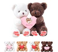 MeterBear Custom Teddy Bear with Heart, Personalised I Love You Hugging Bears Valentines Teddy Bear with Text Photo as Personalised Valentine Gifts for Men Women 2Pcs, 10inch