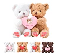 MeterBear Custom Teddy Bear with Heart, Personalised I Love You Hugging Bears Valentines Teddy Bear with Text Photo as Personalised Valentine Gifts for Men Women 2Pcs, 10inch