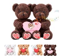 MeterBear Custom Teddy Bear with Heart, Personalised I Love You Hugging Bears Valentines Teddy Bear with Text Photo as Personalised Valentine Gifts for Men Women 2Pcs, 10inch