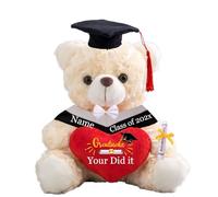 MeterBear Graduation Teddy Bear 2026, Personalised Graduation Gift for Him/Her with Text, Custom Teddy Bear with Heart and Bow as Kindergarten College Grad Gift for Girls/Boy Grad Day (8IN-Text)