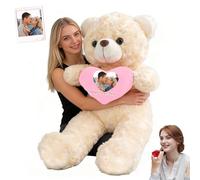 MeterBear Personalised Giant Teddy Bear with Voice Recording, 2 Ft 24 inch to 3.3 Ft 40 inch Custom Big Teddy Bear with Heart Huge Bears as Personalised Gifts for Valentines Christmas Birthday