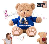 MeterBear Personalised Gifts for Her Him Teddy Bear with Voice Recording, Personalised Bear with Bow for Kids Adults as Gifts for Christmas Valentines Day Birthday Gifts (16 inch-Text+Photo)