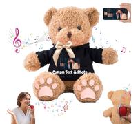 MeterBear Personalised Gifts for Her Him Teddy Bear with Voice Recording, Personalised Bear with Bow for Kids Adults as Gifts for Christmas Valentines Day Birthday Gifts (16 inch-Text+Photo)