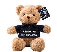 MeterBear Personalised Teddy Bear Plush, Customised Gifts Stuffed Teddy Bear with Name/Custom Text as Personalised Gift for Girls/Boys on Birthday/Christmas/Anniversary/Valentines Day (12 IN-Black)