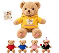 MeterBear Personalised Teddy Bear Plush with Custom Photo Name and Date