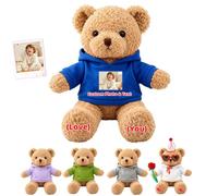 MeterBear Personalised Teddy Bear Plush with Custom Photo Name and Date