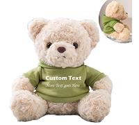 MeterBear Personalised Teddy Bear Stuffed Animal with Customised Text, White Teddy Bear as Personalised Gifts for Girlfriend/Boyfriend on Valentines Day/Birthday/Christmas Day (8inch-Green)