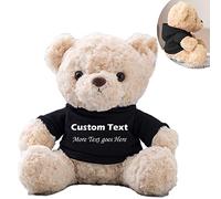 MeterBear Personalised Teddy Bear Stuffed Animal with Customised Text, White Teddy Bear as Personalised Gifts for Girlfriend/Boyfriend on Valentines Day/Birthday/Christmas Day (8inch-Black)