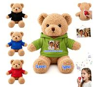 MeterBear Personalised Teddy Bear with Voice Recording and Photo and Name, 10 Inch Soft Custom Stuffed Bear Plush as Gift for Memorial Sympathy Loved Ones Valentine Christmas