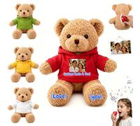 MeterBear Personalised Teddy Bear with Voice Recording and Photo and Name, 10 Inch Soft Custom Stuffed Bear Plush as Gift for Memorial Sympathy Loved Ones Valentine Christmas