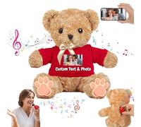 MeterBear Personalised Teddy Bear with Voice Recording for Women Men, Personalised Gifts Bear with Bow Plush with Text+Photo as Customised Gift for Valentines Christmas Birthday (12 inch-Text+Photo)