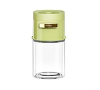 Metering Salt Shaker Push Type Seasoning Dispenser 0.5g Precision Glass Container for Salt Pepper Sugar Spices with Dustproof Lid Ergonomic Design White Spice Dispenser Kitchen Accessories(green)