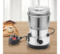 meteyw Stainless Steel Electric Coffee Bean Grinder,220V Multifunction Smash Machine for Dry Materials, Spices, Herbs, Coffee (Silver)