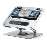 MetFut Laptop Cooling Pad with Detachable Thermoelectric Cooler, Adjustable Height & Angle, 360 Rotation Base, Carbon Steel Framework, Ultra-quiet & Super Sturdy for up to 15.6” Laptop (Grey)