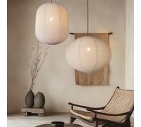 Methedeeco 2 x 50 cm Beige Linen Oval Cylinder Hanging Lampshade, Lantern for Living Room, Dining Room, Bedroom, Hotel Decoration, Showcase & Gift Ideas