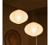 Methedeeco Lampshades for ceiling lamps, 2 pieces fabric lampshade, 40 cm, handmade linen lampshade, minimalist, suitable for decoration of pendant lamps in living rooms study and hallways.