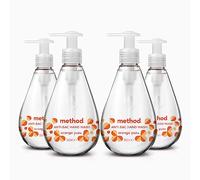 Method Antibacterial Hand Wash, Hand Soap, Gentle Hand Cleansing, Fresh Orange Yuzu Scent, Pack of 4, 4 x 350ml