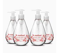 Method Antibacterial Hand Wash, Hand Soap, Gentle Hand Cleansing, Fresh Peach Blossom Scent, Pack of 4, 4 x 350 ml