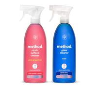 Method Cleaning Bundle: Glass Cleaner Spray, Window And Stainless Steel Glass Spray, Mint Scent Fragrance 1 x 828 ml & Method Antibacterial, All Purpose Cleaner, Pink Grapefruit, 1 x 828 ml
