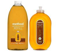 Method Cleaning Bundle: Wooden Floor Cleaner Applicator, Almond Scent, 1 x 739 ml & Method Wood Floor Cleaner, Almond Scent, 2 Litre Refill