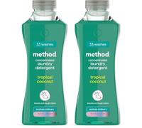 method Concentrated Laundry Detergent, Washing Liquid Fresh Tropical Coconut Scent, 1 x 33 Washes, 1 x 990ml (Pack of 2)