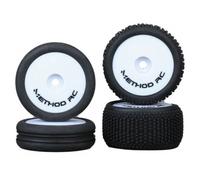Method RC NitraGrip 1/24 Buggy Tyres Pre-Mounted 7mm Hex White MTD0606W