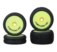 Method RC NitraGrip 1/24 Scale Buggy Tyres Yellow 7mm Hex Pre-Mounted MTD0606Y