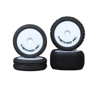 METHOD RC Pre-glued NitraGrip 1/24 Buggy Tires F/R on 7mm Hex White Wheels for Losi Micro-B (4pcs Glued)