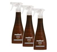 Method Wood Polish Spray, Wood Cleaner with Moisturising Oil, Gently Cleans and Shines, Almond Natural Scent, Pack of 3, 354ml