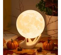 Methun Moon Lamp - Unique Gift for Women, Mum, Her, Teenage Girls & Friends, Christmas Gifts Bedside Sad Lamp, 9 cm 3D Touch Control Night Light, Cordless Home Décor, w/Ceramic Base