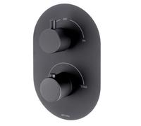 Methven Black Thermostatic Concealed Shower Valve Twin Double Outlets Shower Bath Mixer Hot Stop Override Wras & Tmv2 Approved